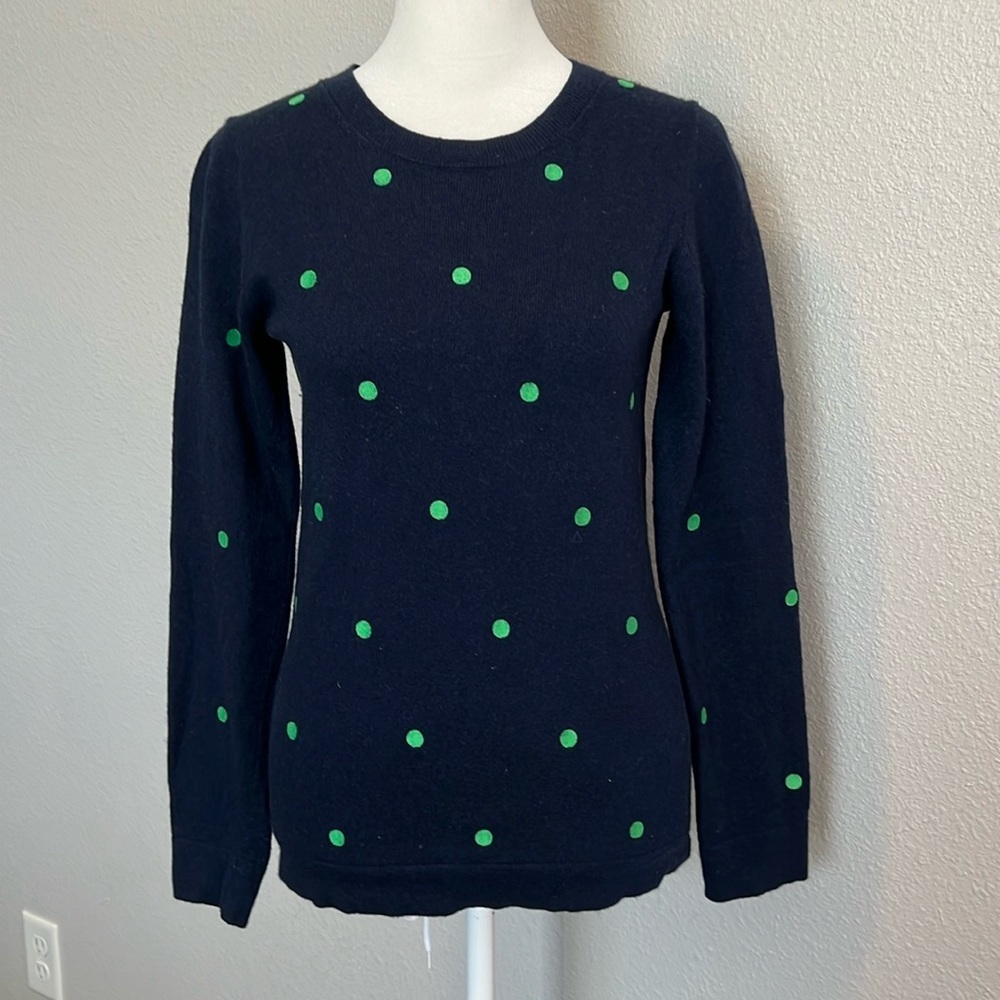 JCrew Factory Cotton/Merino Slim Fit Sweater Embroidered Dots Size Small